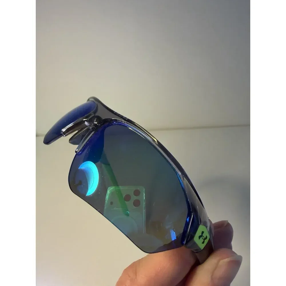 Under Armour Mens Playmaker Wrap Sunglasses Neon Shield Blue Green Athleisure